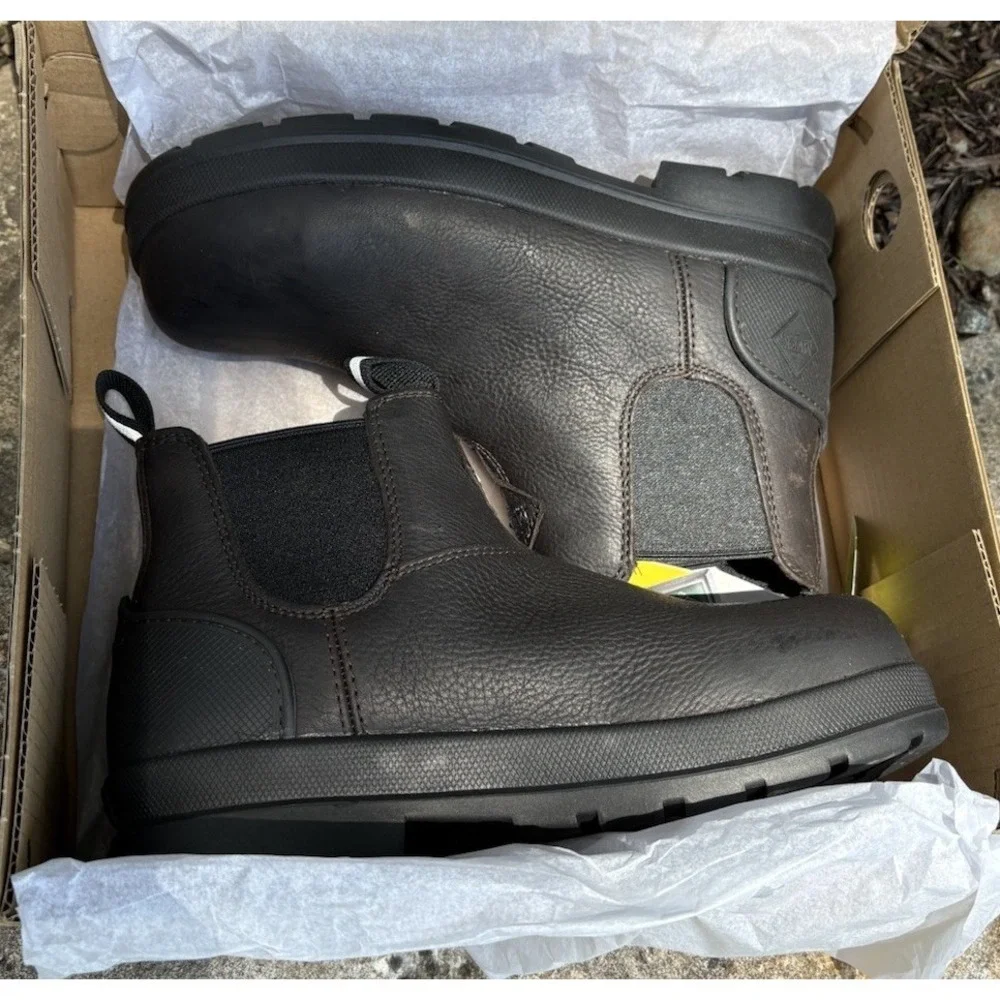 Muck Boots Mens 7.5 D Chore Farm Dark Brown Leather Waterproof  Chelsea Comp Toe